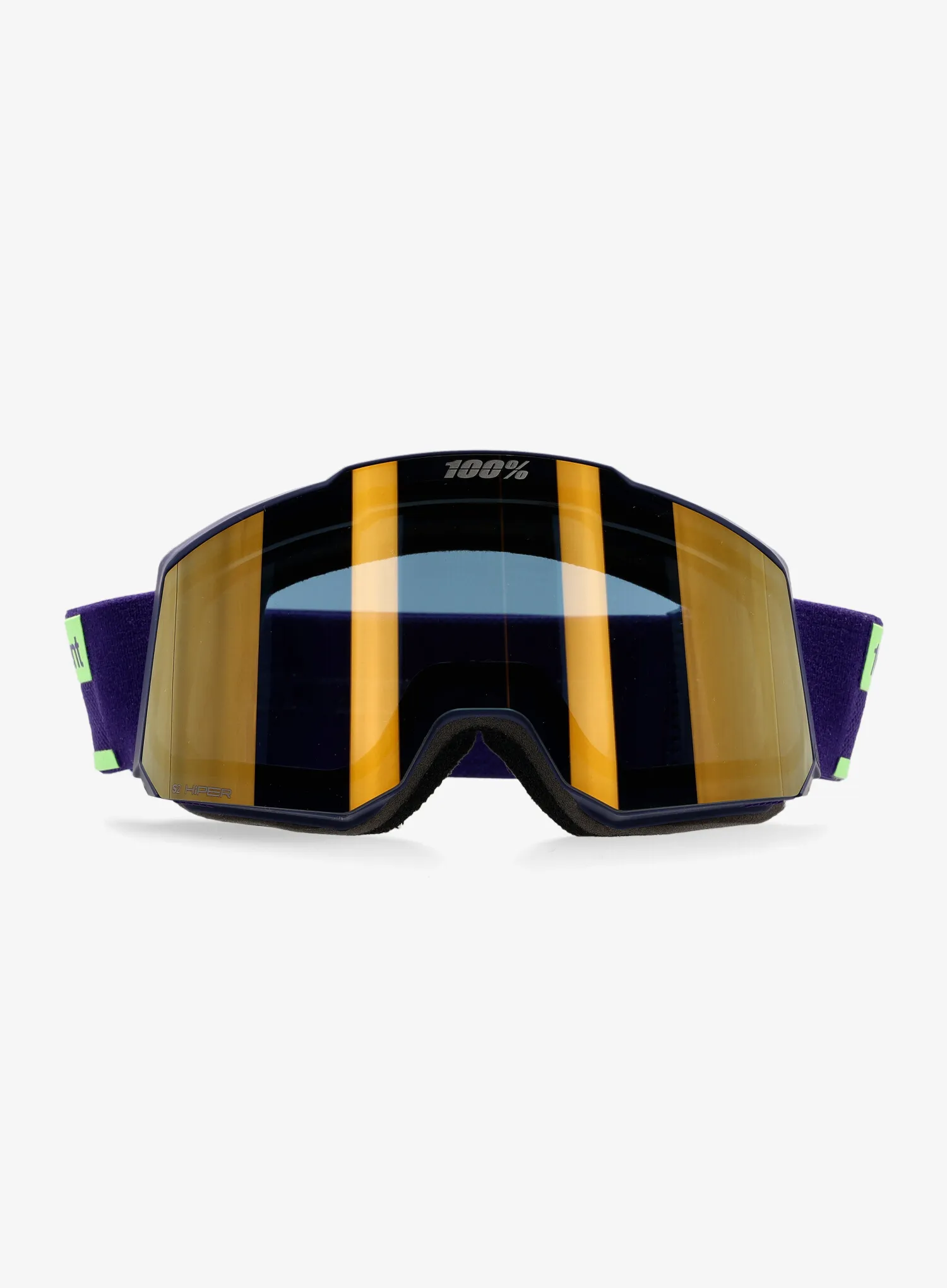 Skibrille 100% Snowcraft Hiper S - eggplant/mirror green lens