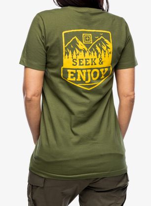 T-Shirt Baumwolle Damen 5.11 Seek and Enjoy S/S Tee - military green