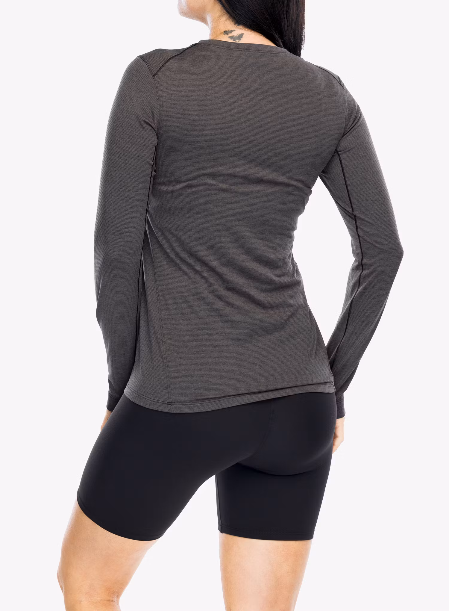 Laufshirt langarm Damen Arcteryx Taema Crew Neck Shirt LS - black heather