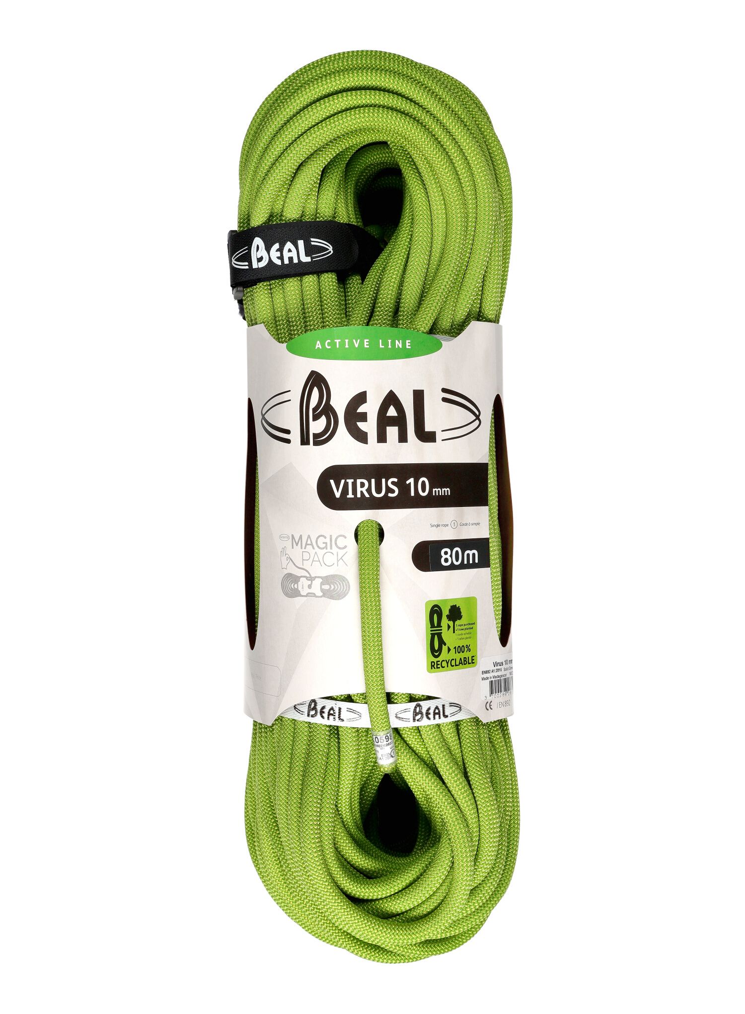 Dynamikseil Beal Virus 10 mm 80 m Standard - solid green