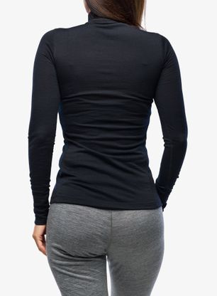 Funktionsshirt Langarm Damen Odlo Merino 200 BL Top Turtle Neck LS Half Zip - black