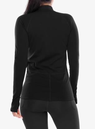 Funktionsshirt Damen Langarm Icebreaker 300 MerinoFine Polar LS Half Zip - black