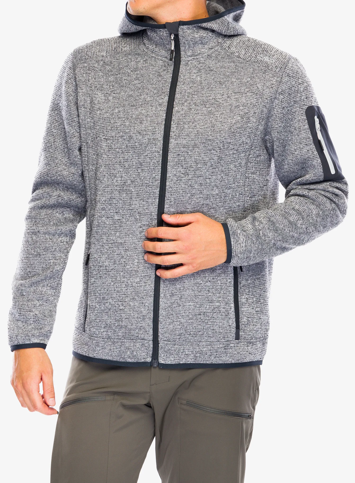 Fleecejacke CMP Borgis Fix Hood Jacket - ice/titanio/nero