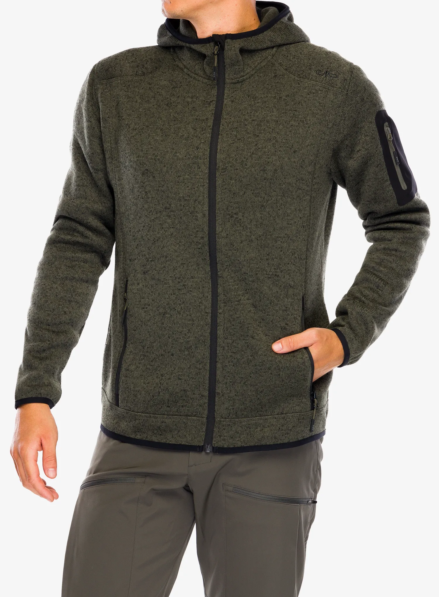 Fleecejacke CMP Borgis Fix Hood Jacket - olive/nero