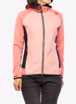 Fleecepullover Damen CMP Jacket Fix Hood Ahri - pesca/antracite
