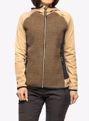 Fleecepullover Damen CMP Jacket Fix Hood Ahri - sesamo/antracite