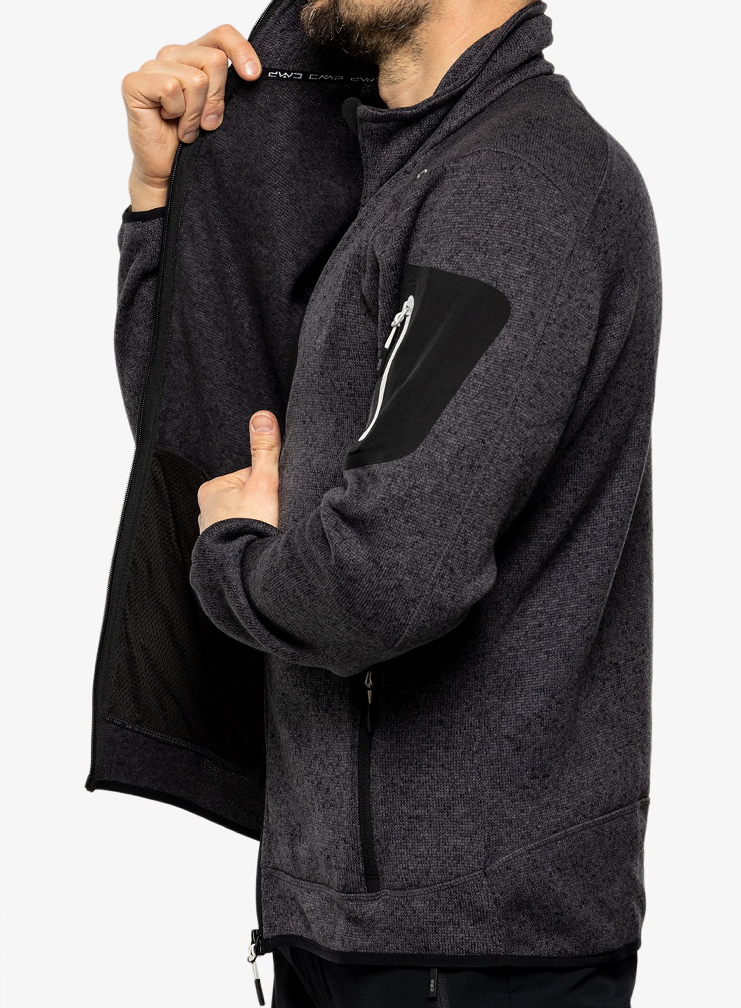 Fleecepullover CMP Perl Jacket Knitted - nero/glacier
