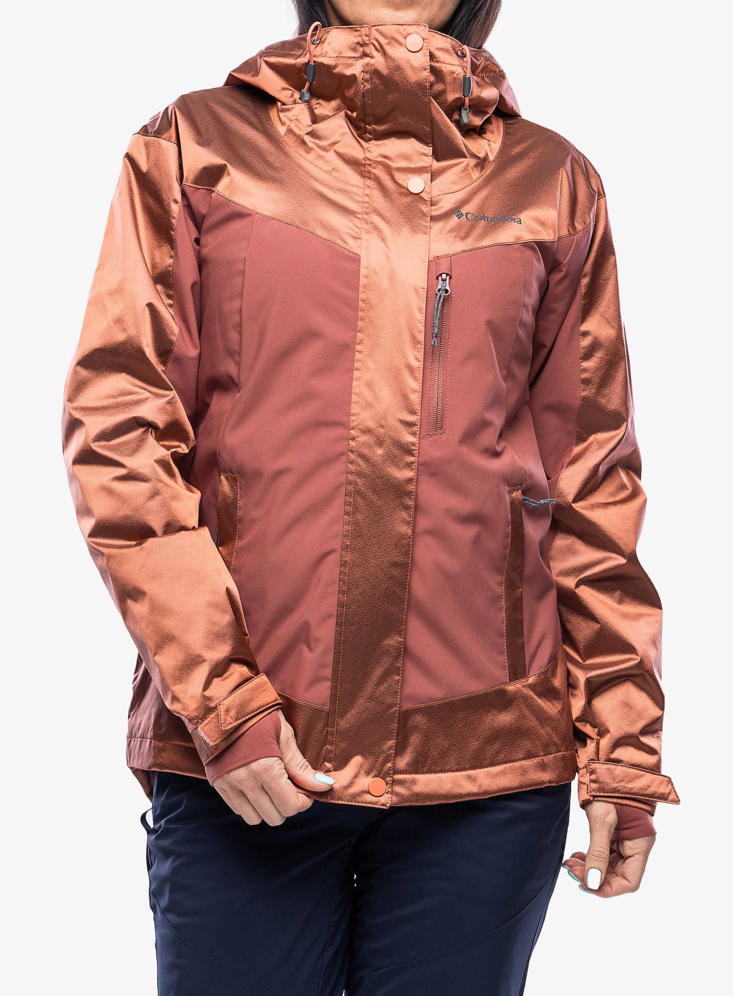 Thermojacke Damen Columbia Point Park Insulated Jacket - faded peach sheen/beetroot