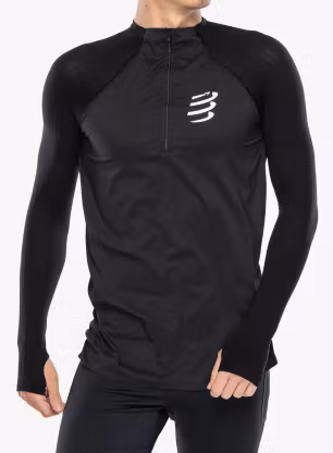 Sweatshirt mit Reißverschluss Compressport Hurricane Windproof Seamless HZ Top - black