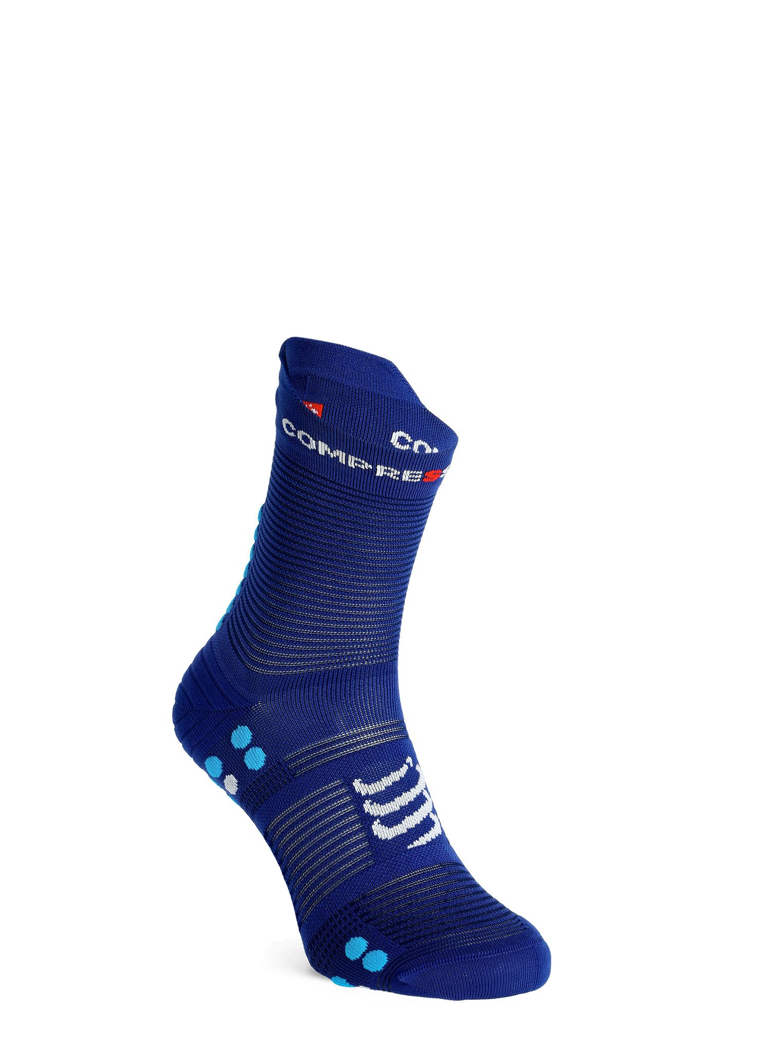 Laufsocken Compressport Pro Racing Socks v4.0 Run High - sodalite/fluo blue