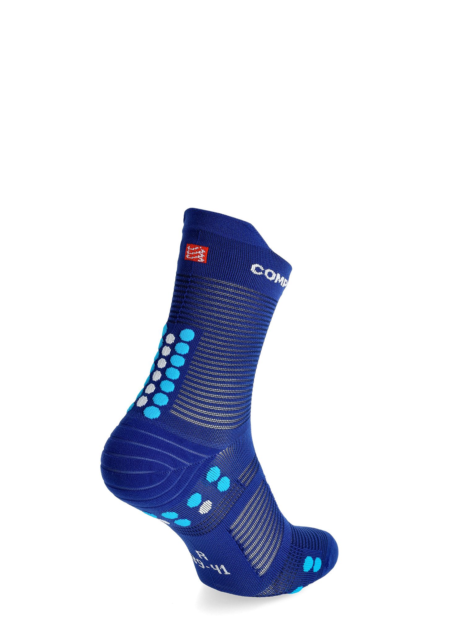 Laufsocken Compressport Pro Racing Socks v4.0 Run High - sodalite/fluo blue