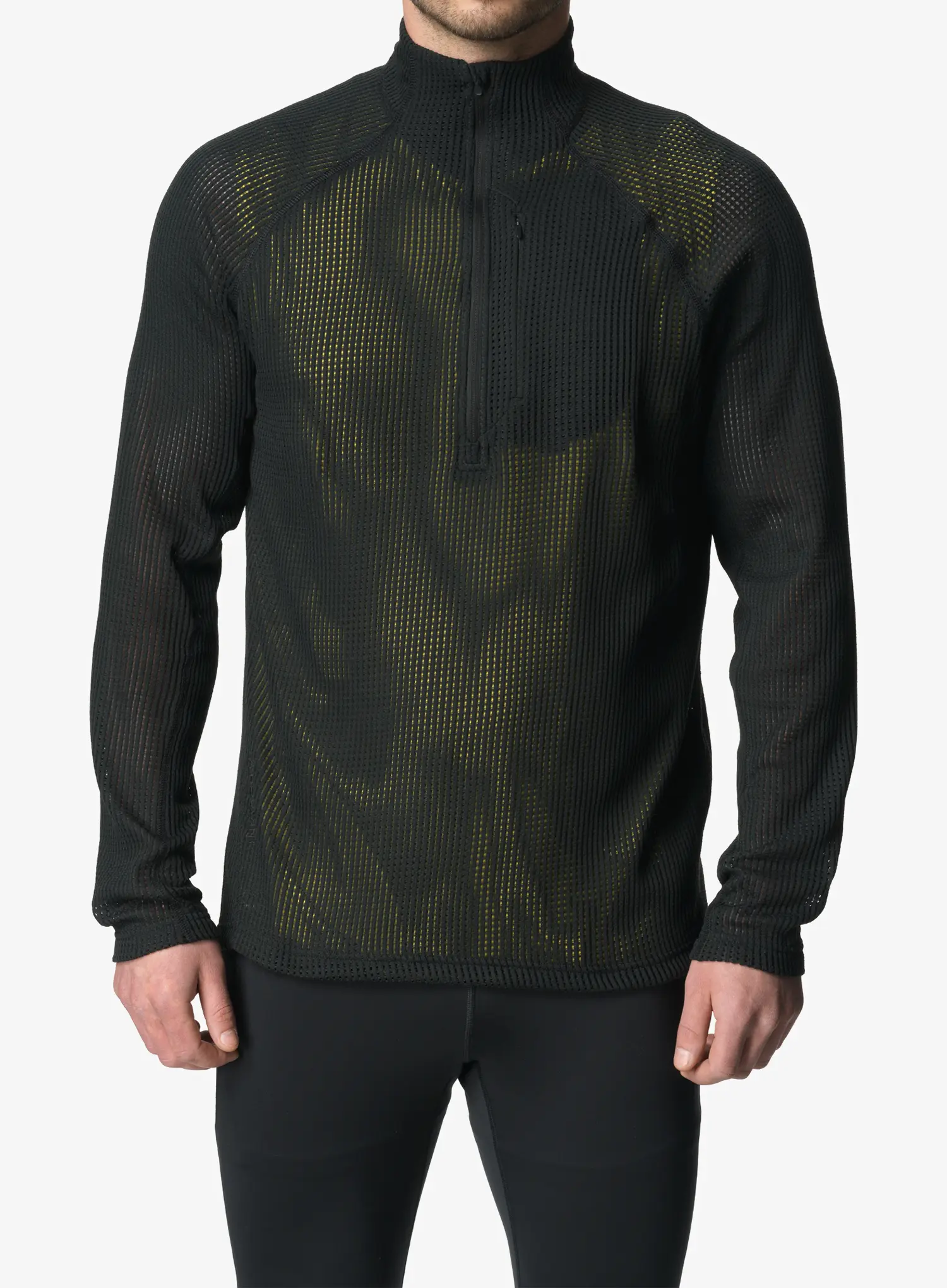 Laufshirt Herren Langarm Houdini Pace Flow Half Zip - true black