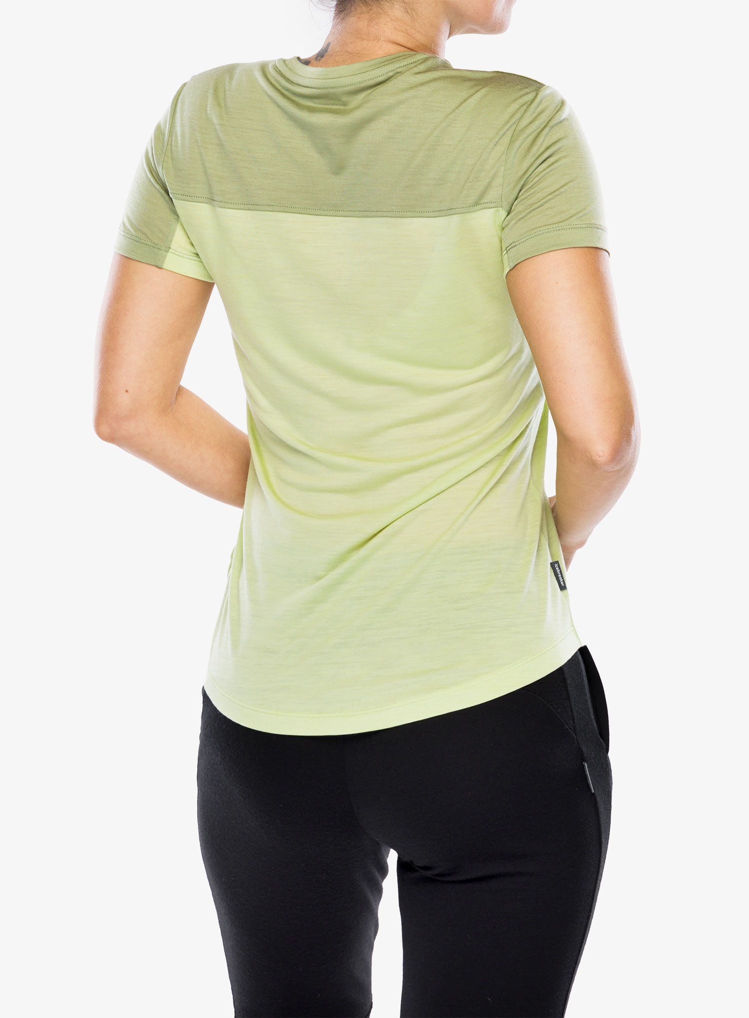Shirt Damen Icebreaker Merino 125 Cool-Lite Sphere III SS Tee Colour Block - glazen/lichen