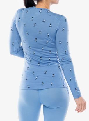Funktionsshirt Damen Langarm Icebreaker Merino 200 Oasis LS Crewe Ski Day - baja/aop