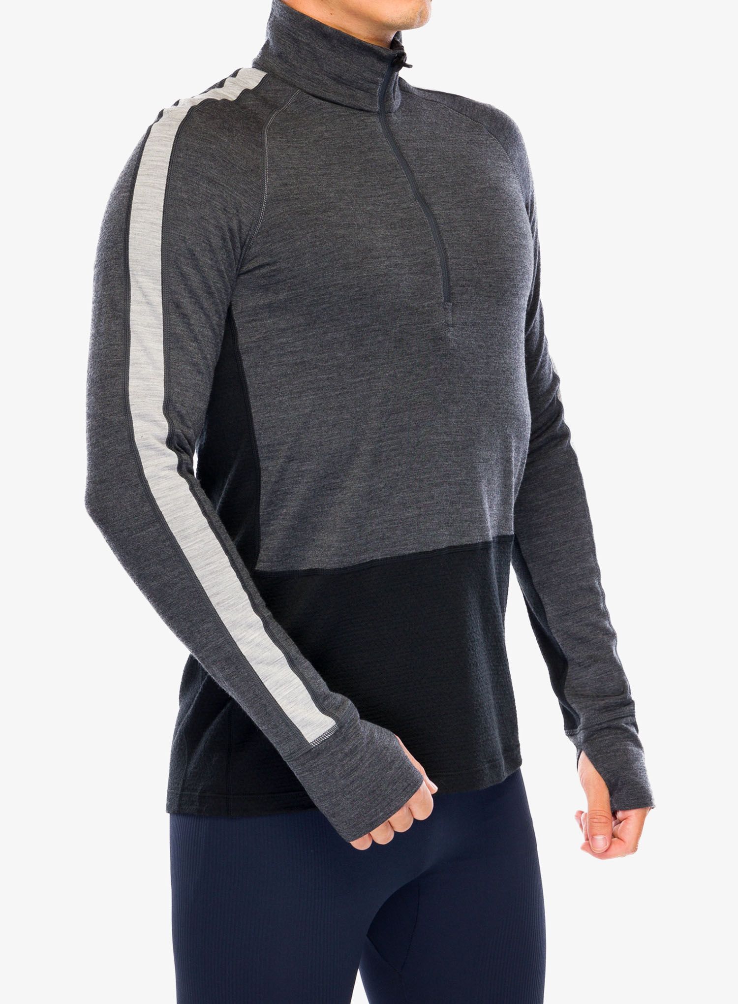 Funktionsshirt Herren Langarm Icebreaker Merino 200 ZoneKnit LS Half Zip - jet hthr/blk/metro h/cb