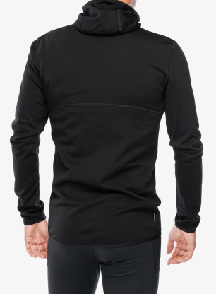 Hoodie Icebreaker Merino 560 Realfleece Elemental II LS Zip Hood - black
