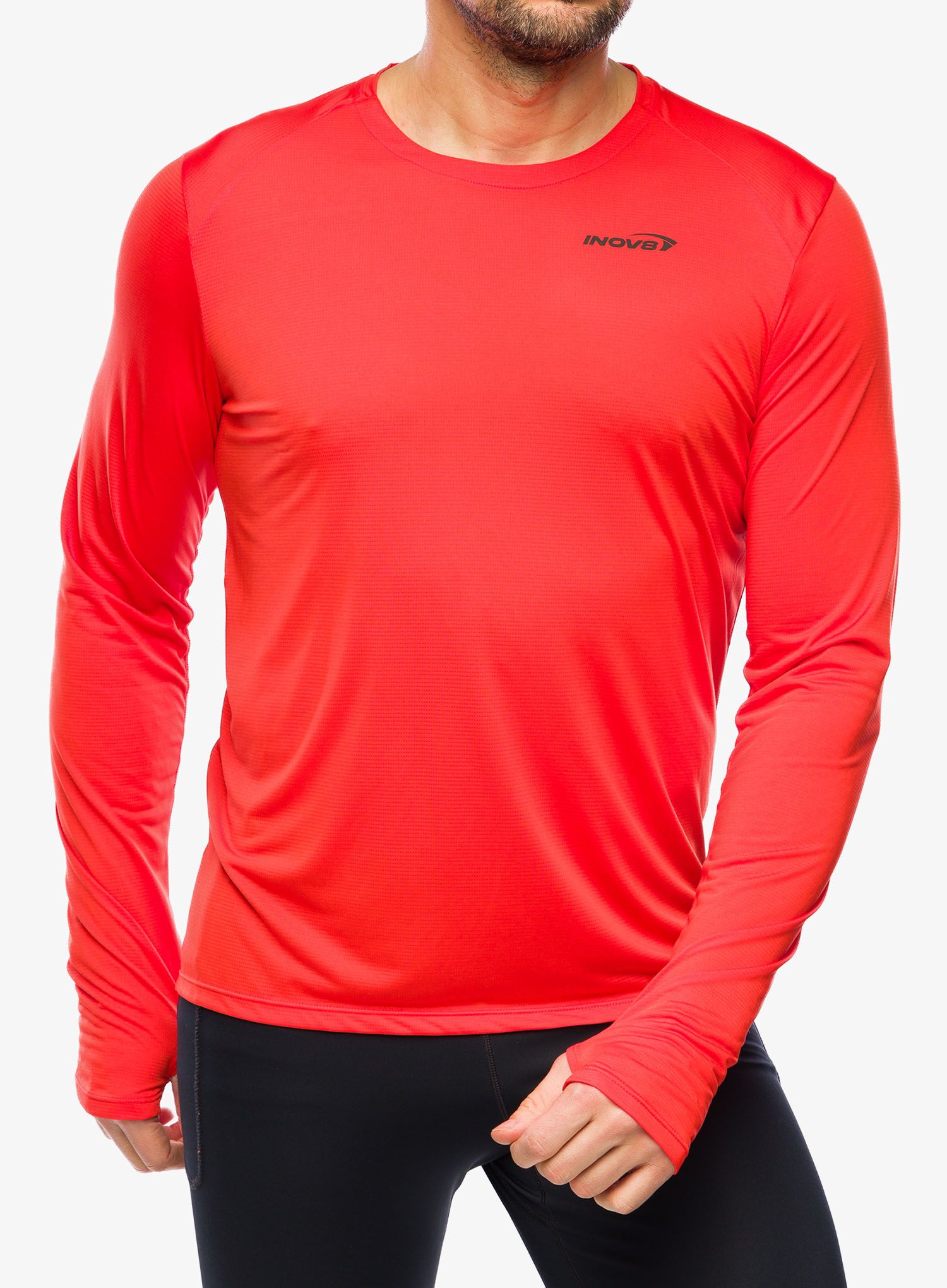 Laufshirt Herren Langarm Inov-8 Performance Long Sleeve - fiery red/red