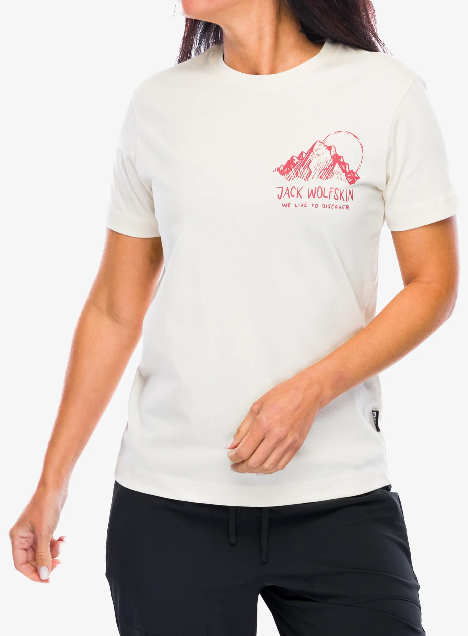 T-Shirt Baumwolle Damen Jack Wolfskin Bergblick T - panna cotta