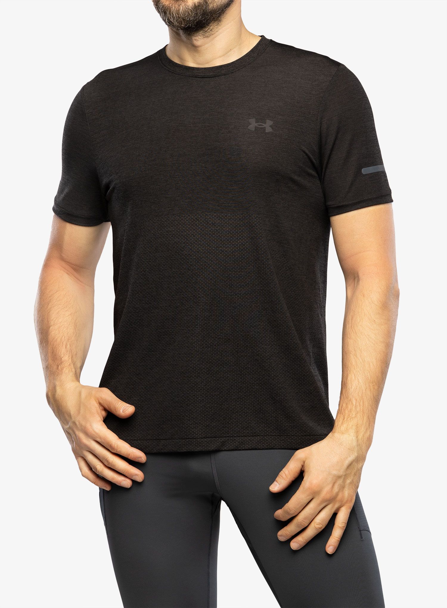 Laufshirt Under Armour Seamless Stride SS - black/reflective