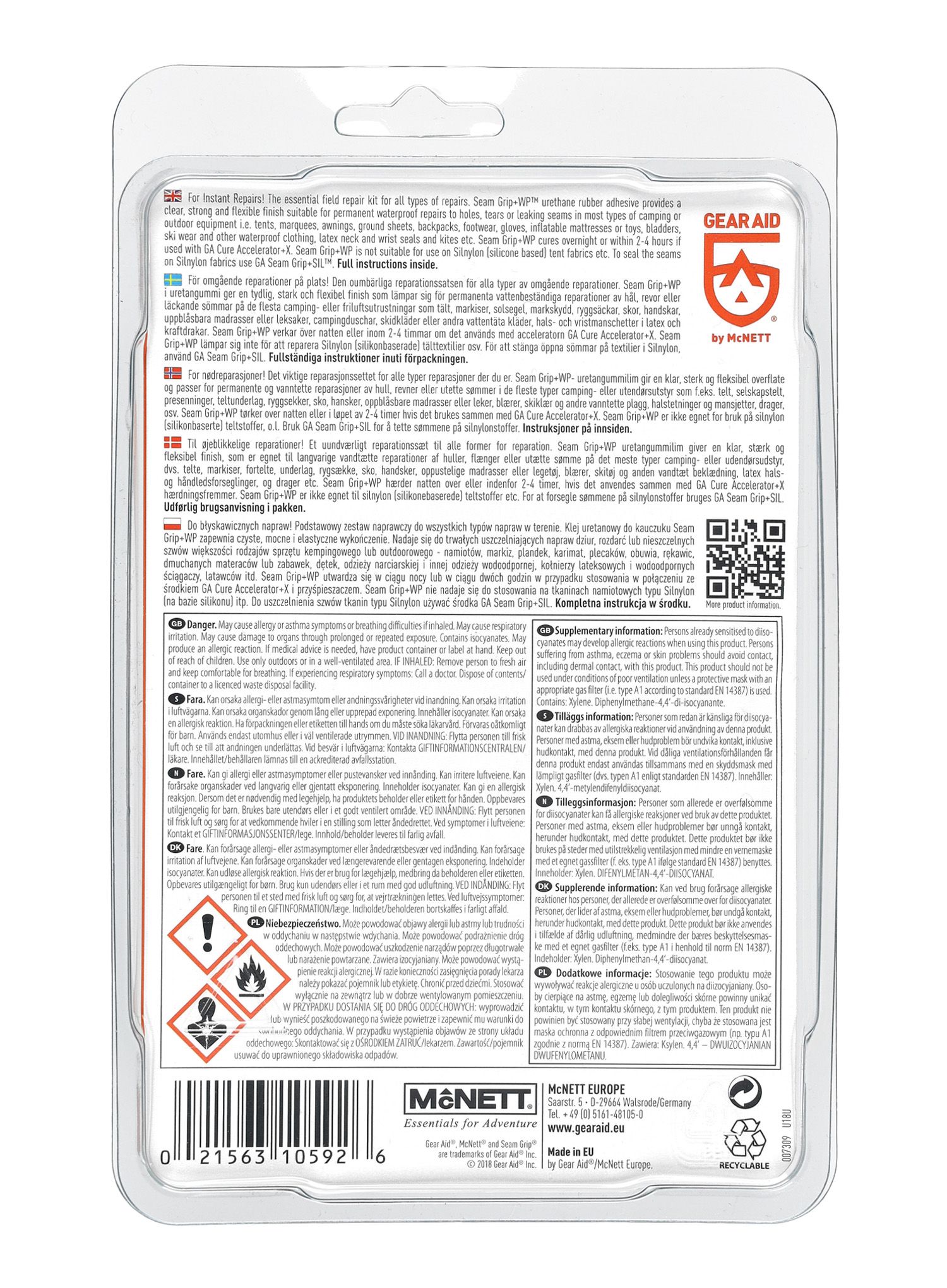 Reparaturset McNett Seam Grip+WP 7g Field Repair Kit