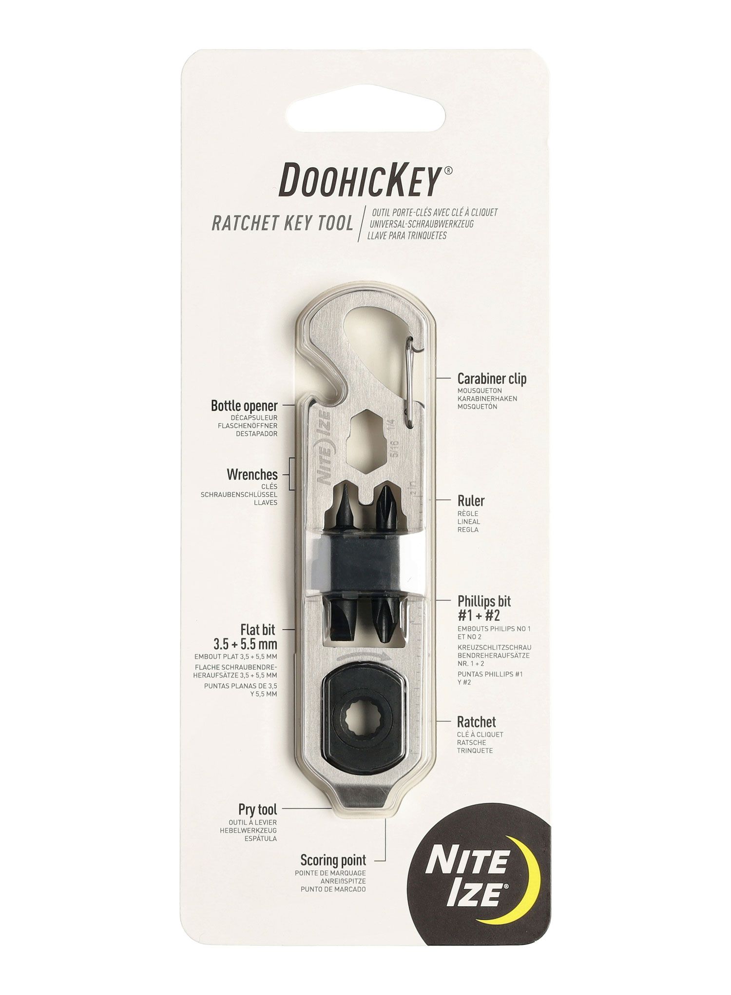 Multifunktionswerkzeug Nite Ize DoohicKey Ratchet Key Tool - stainless steel