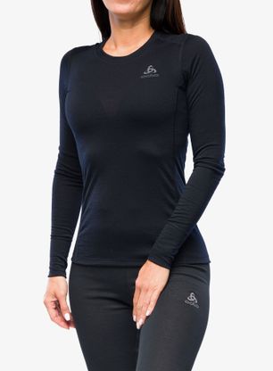 Funktionsshirt Damen Langarm Odlo Merino 200 BL Top Crew Neck LS - black