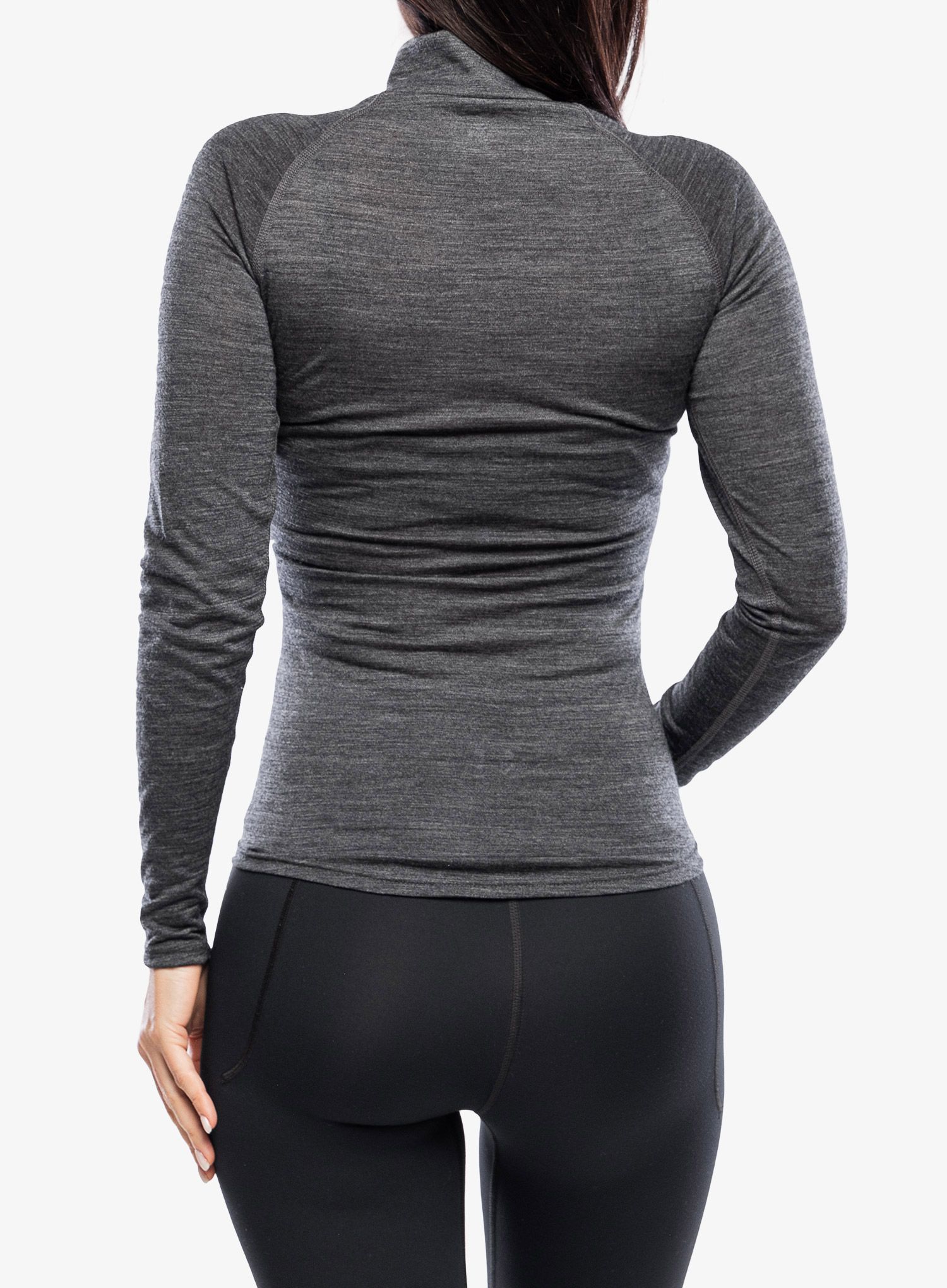 Funktionsshirt Langarm Damen Odlo Natural Performance PW 150 BL Top Turtle Neck LS Half Zip - grey melange