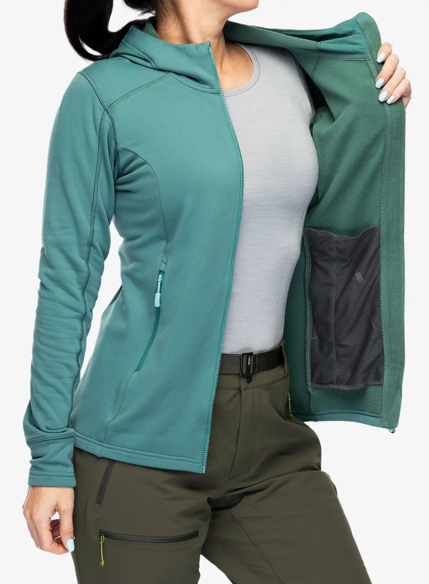 Fleecepullover Damen Rab Modulus Hoody - eucalyptus