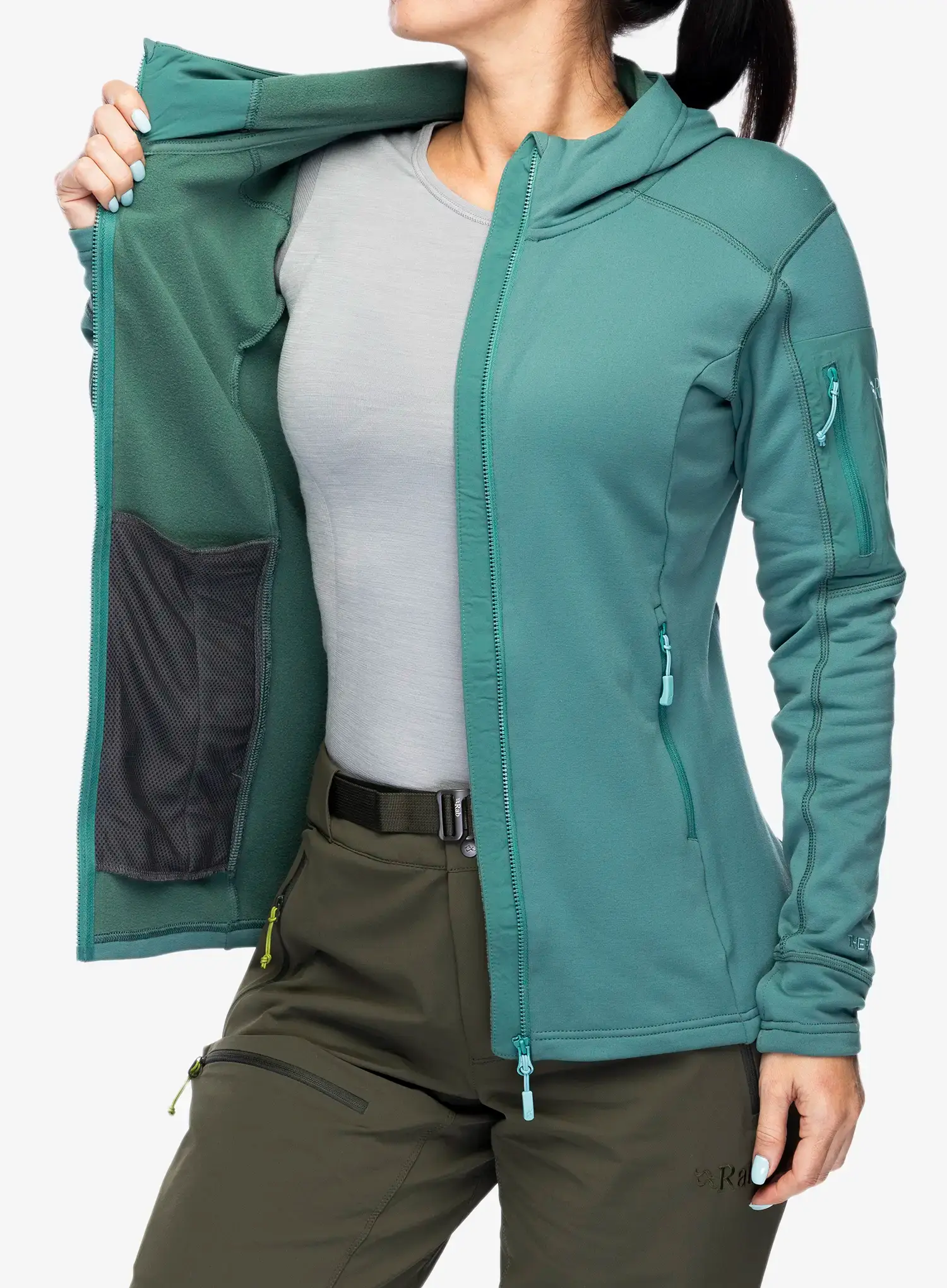 Fleecepullover Damen Rab Modulus Hoody - eucalyptus