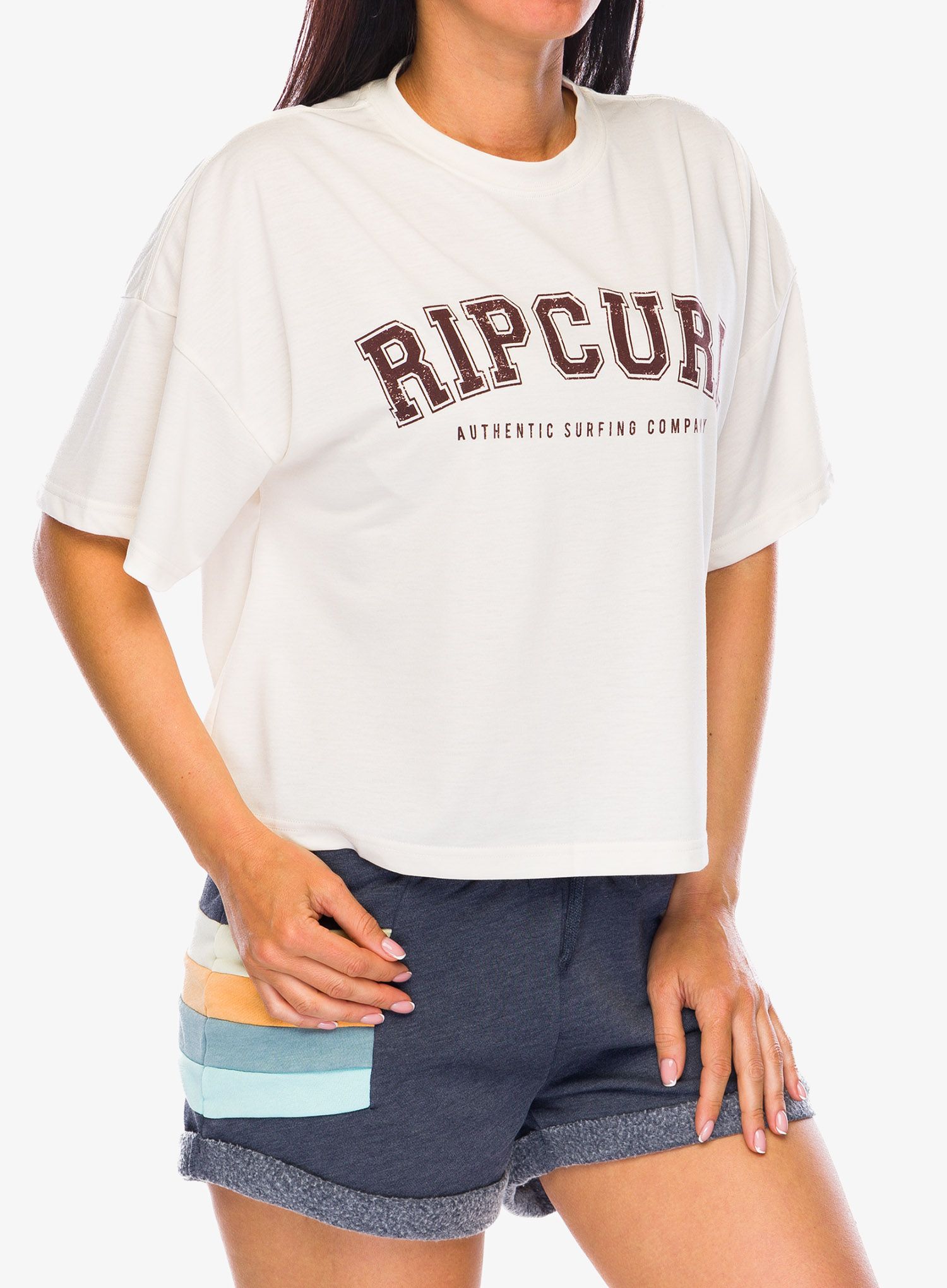 Bedruckte T-Shirt Damen Rip Curl RSS Crop Tee - bone 