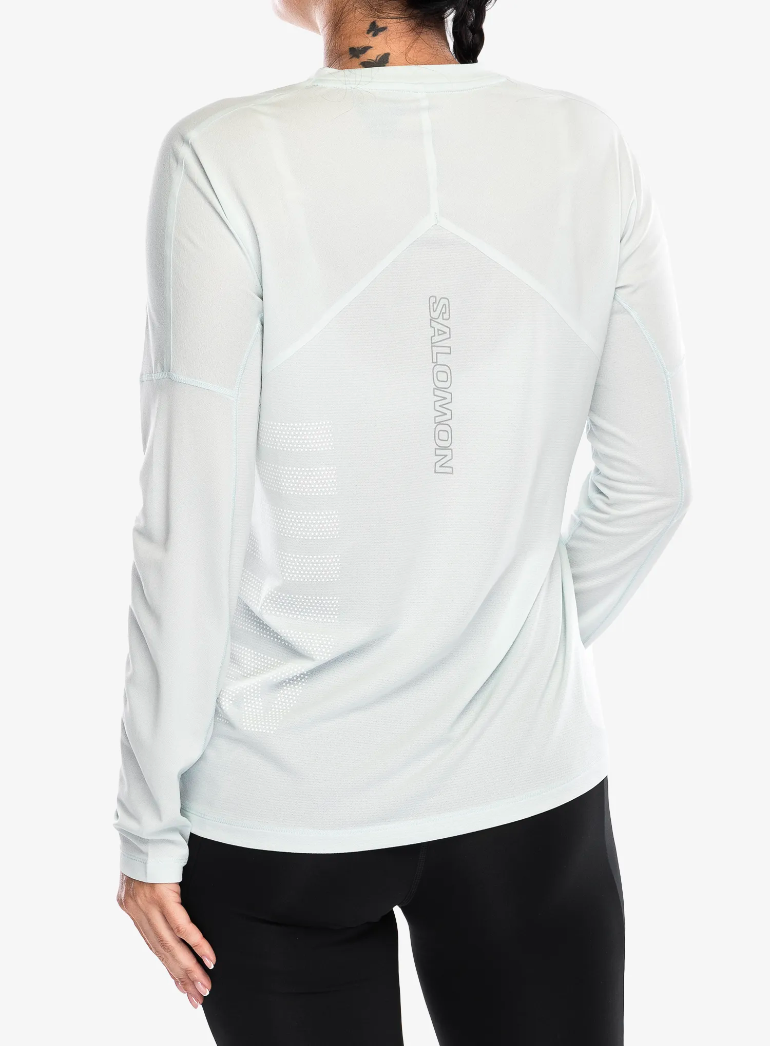 Laufshirt langarm Damen Salomon Sense Aero LS Tee GFX - misty blue