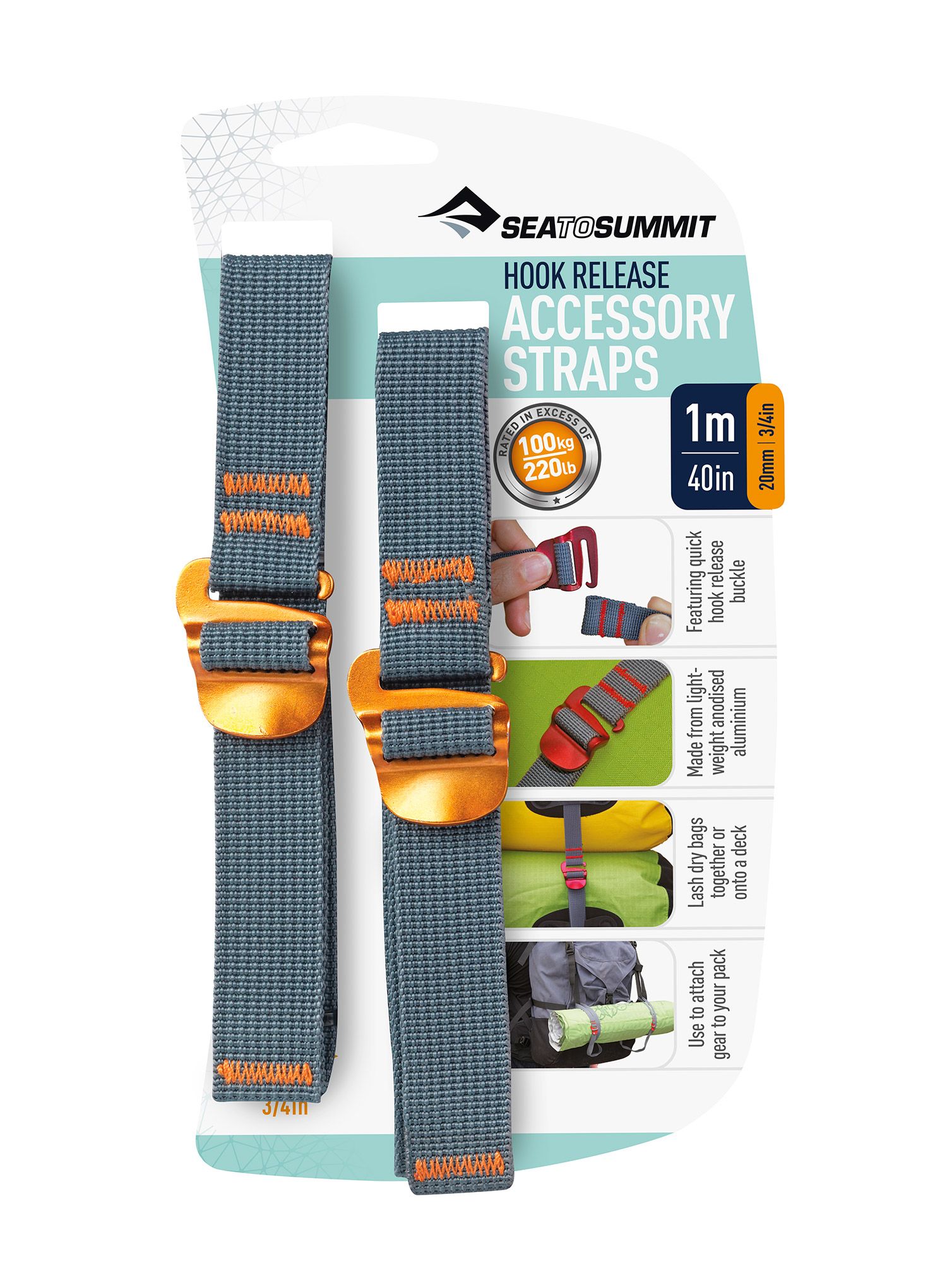 Befestigungsriemen Sea To Summit ACCESORY STRAPS 20 mm/1 m haczyk