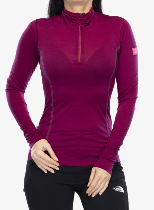 Funktionsshirt Damen Langarm Sensor Merino Active Tee L/S Zip - lilla