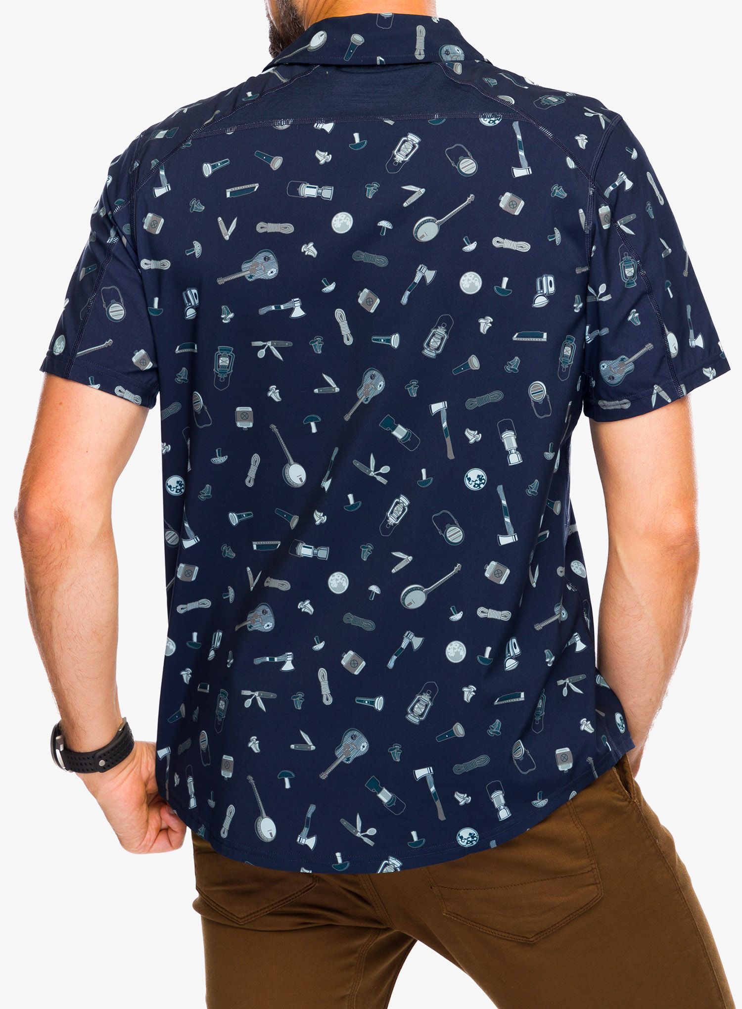 Reisehemd Smartwool Printed Short Sleeve Button Down - deep navy