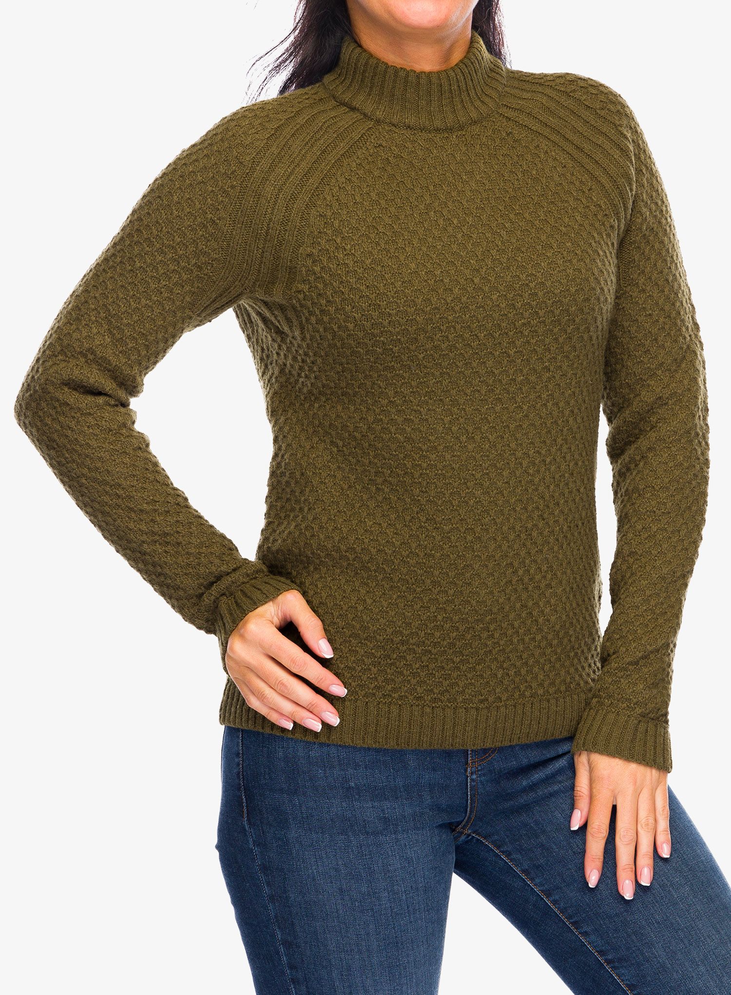 Strickpullover Damen Royal Robbins Westlands Mock Neck - dark olive