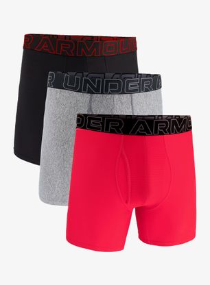 Boxershorts Under Armour Performance Tech 6 in 3-Pack Boxerjock - red/castlerock full heather