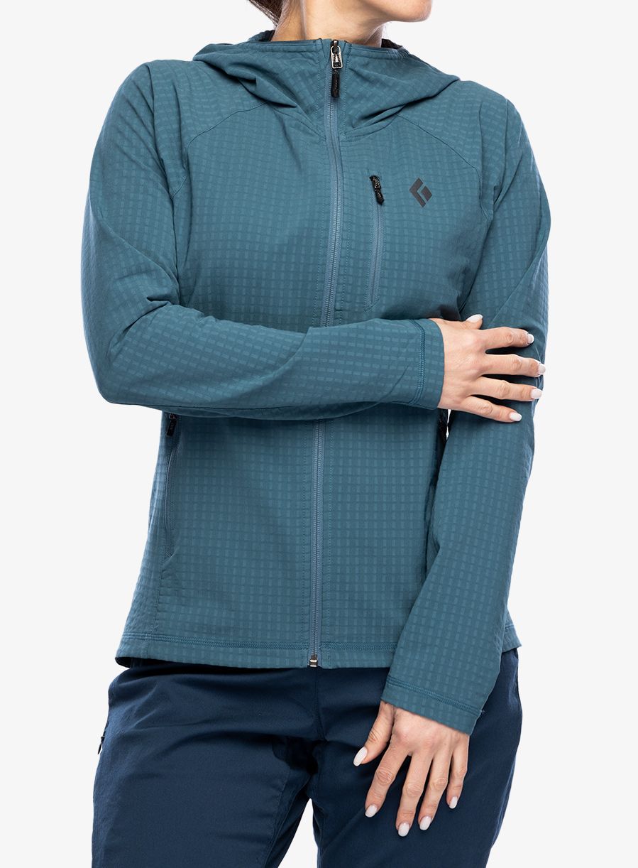 Kapuzenpullover Damen Black Diamond Coefficient Storm FZ Hoody - creek blue