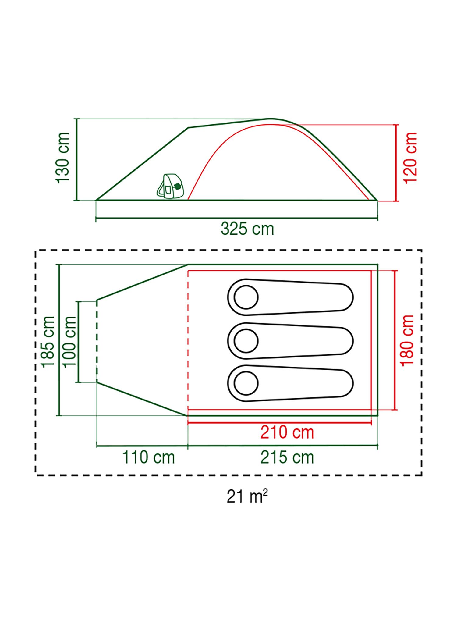 Dreimannzelt Coleman Darwin 3 Plus - grey/green