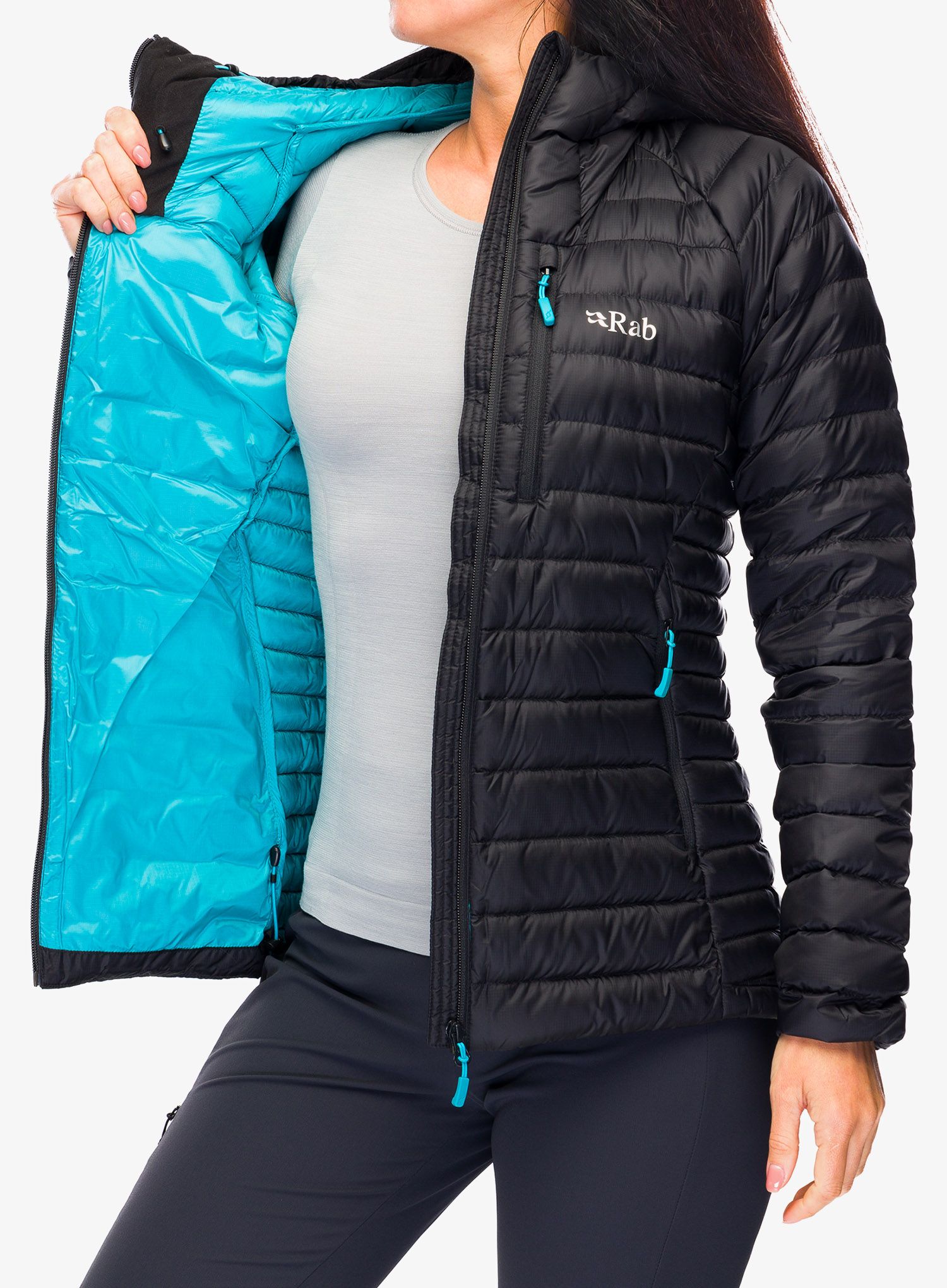 Daunenjacke Damen Rab Microlight Alpine Long Jacket - black