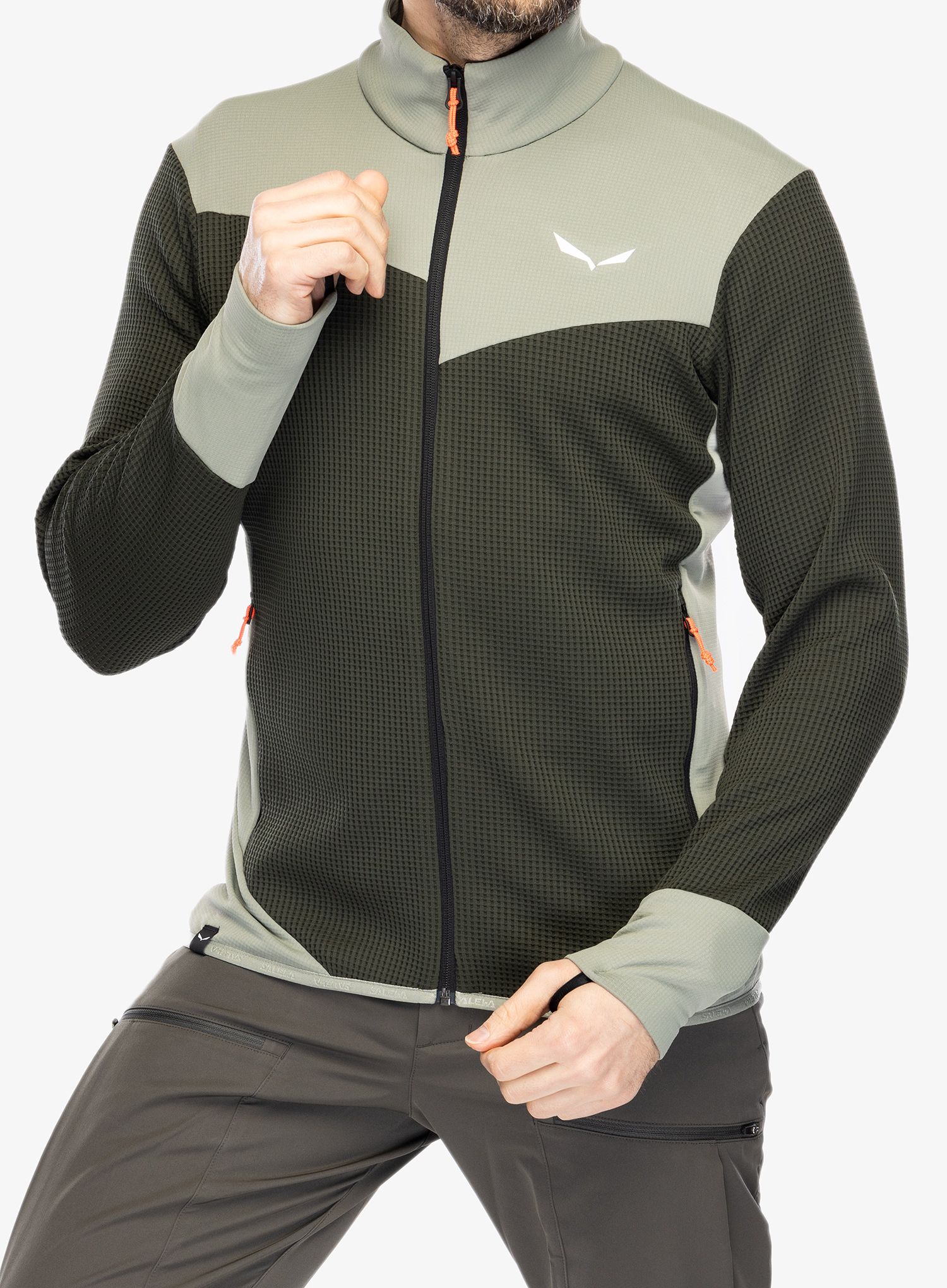 Fleecepullover Salewa Puez Waffle Hyb PL Jacket  - olive/shadow