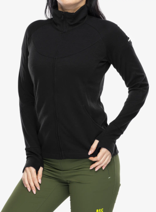 Pullover Damen Sensor Merino Upper Fleece Full Zip - black