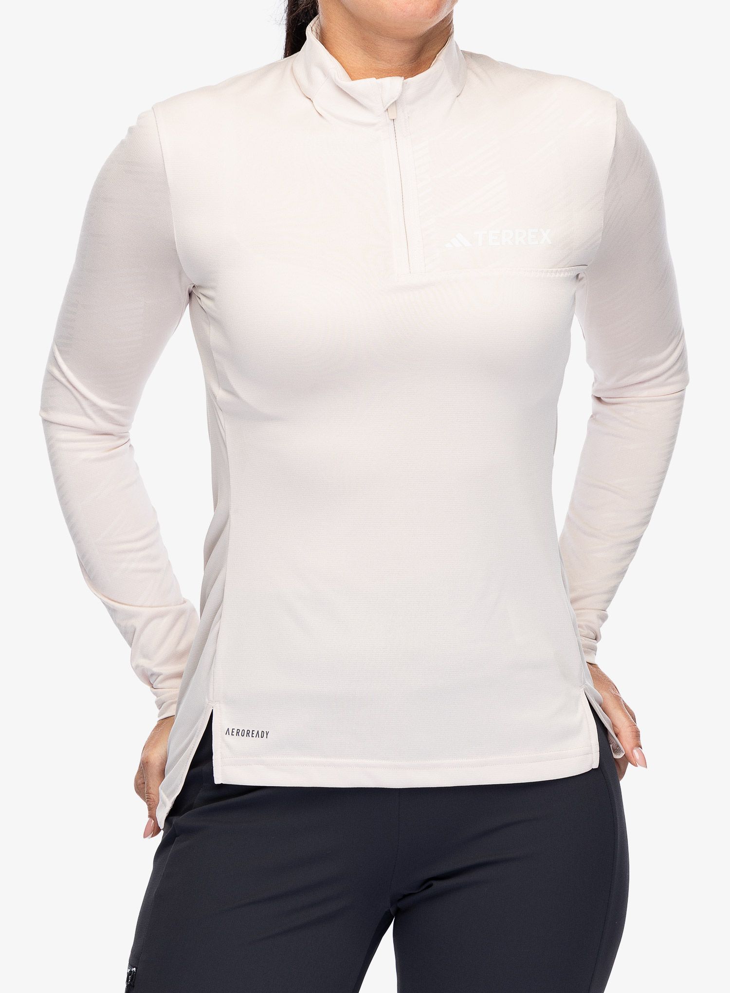 Pullover Damen adidas TERREX Multi Half-Zip LS Tee - putty mauve
