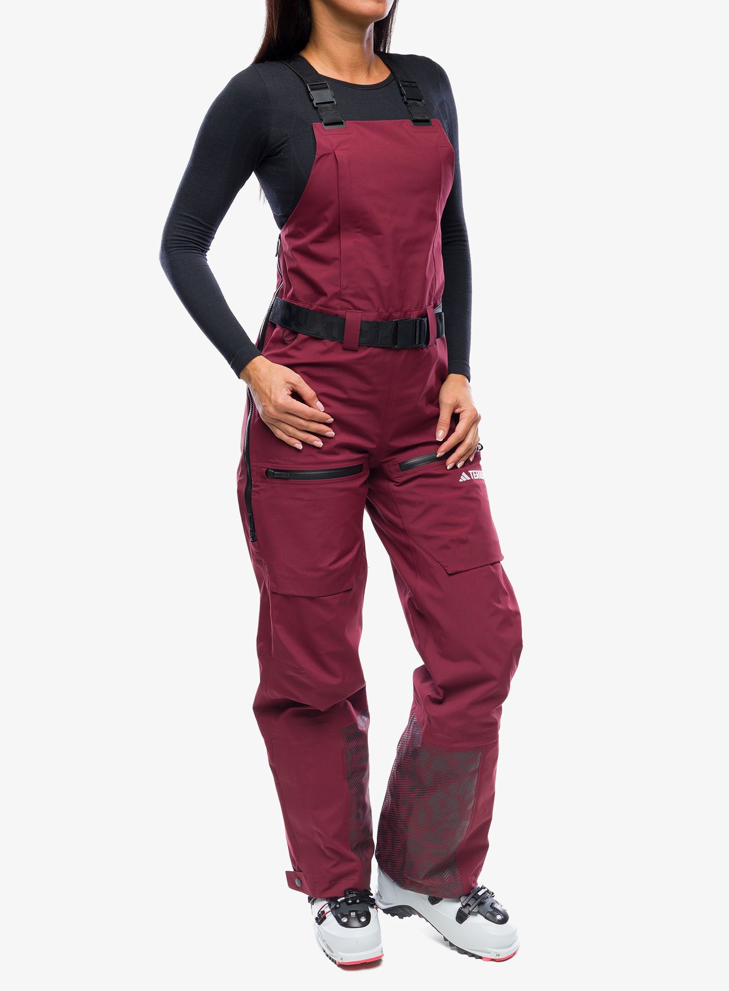Regenhose Damen adidas TERREX Techrock 3L GORE-TEX Bib Pants - shadow red