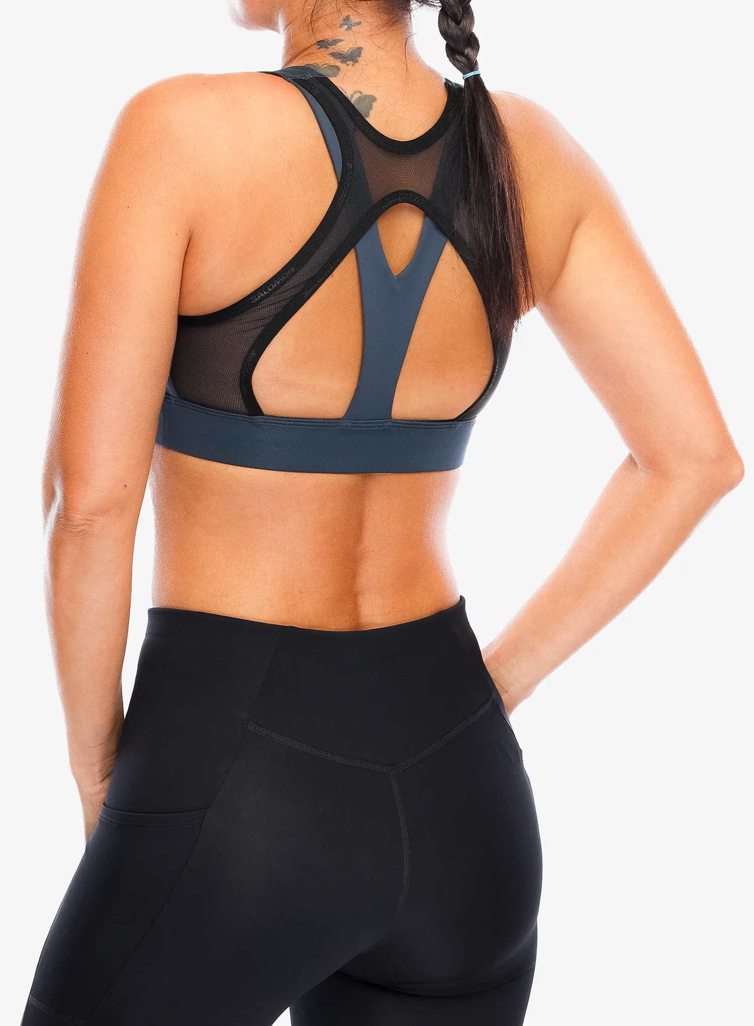 Sport-BH Salomon Cross Run Bra - midnight navy/deep black