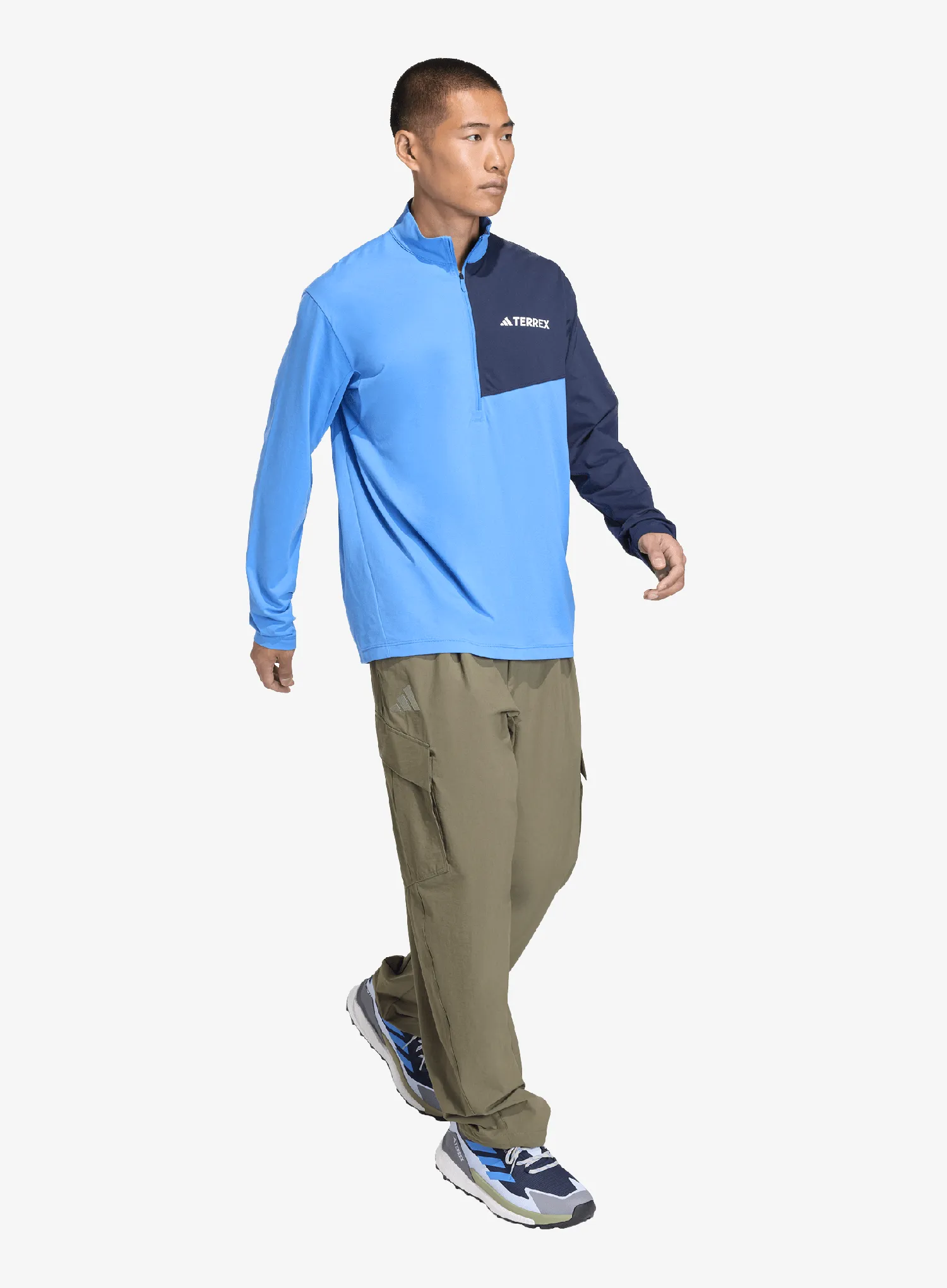 Pullover adidas TERREX Multi Climacool 1/2 Zip Long Sleeve Top - ray blue