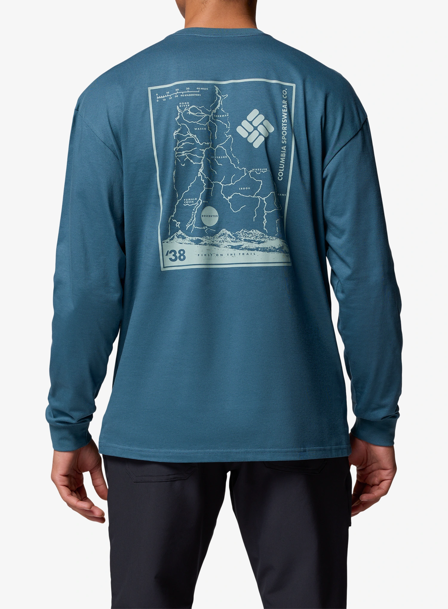 Pullover Columbia Black Butte LS Graphic Tee - everblue/trailmap
