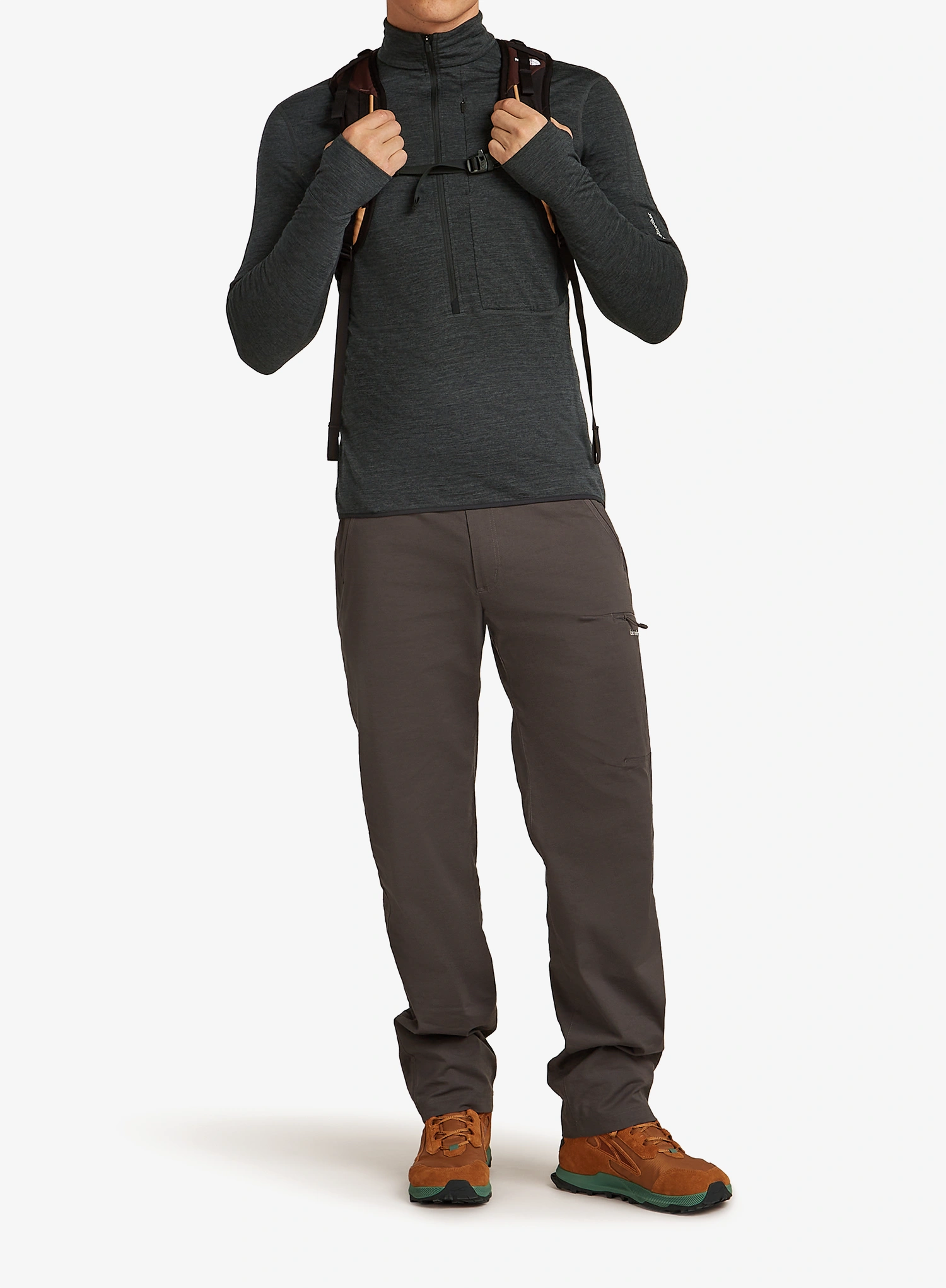 Pullover Icebreaker Merino 200 Realfleece Descender LS Half Zip - jet hthr/black/cb