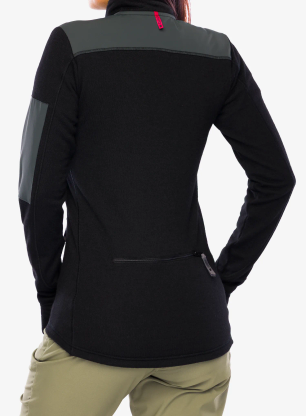 Pullover Damen Dovre Outlayer Fleece Wool Zip - black