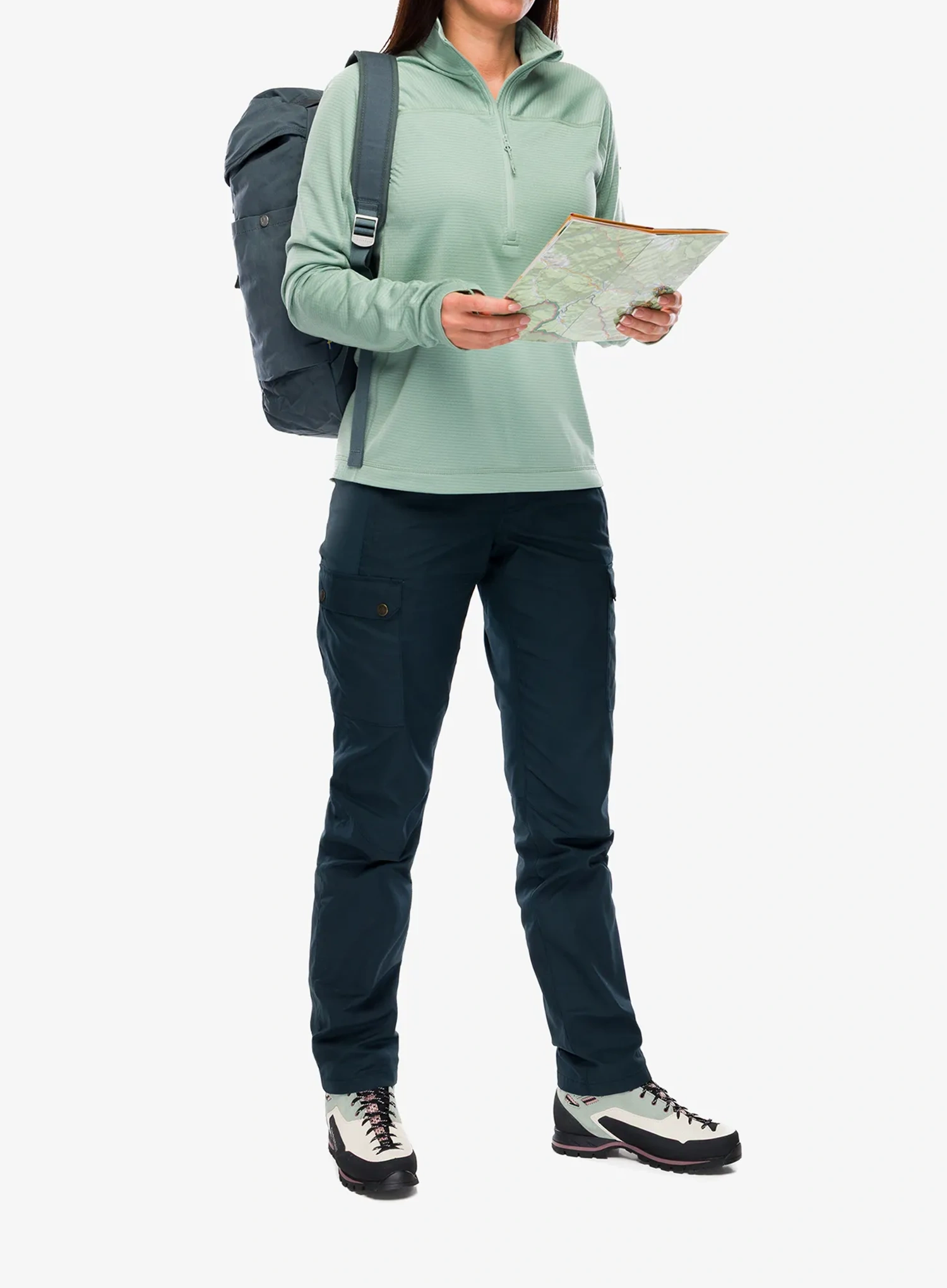 Pullover Damen Fjallraven Abisko Lite Fleece Half Zip - misty green