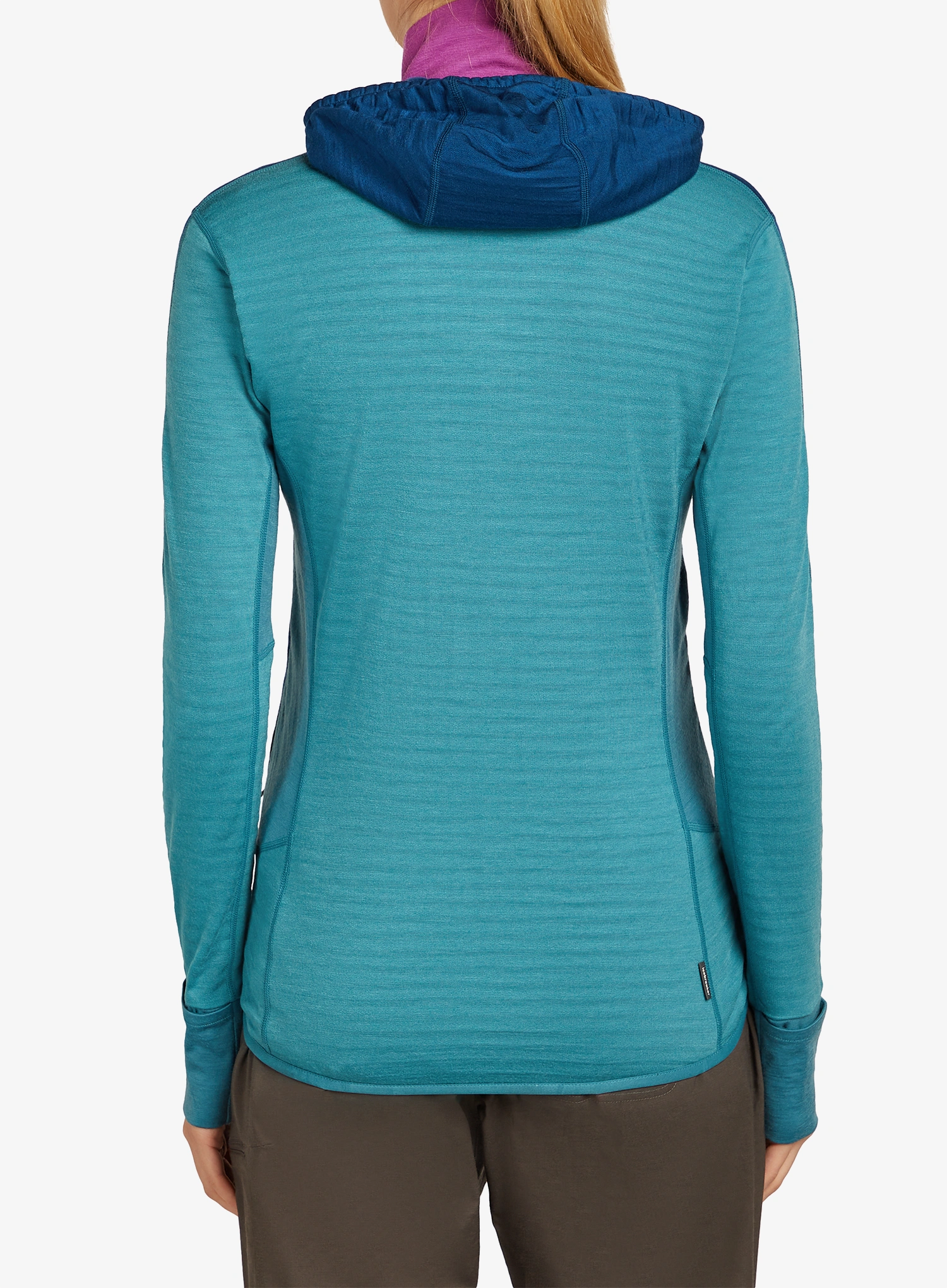 Pullover Damen Icebreaker Merino Blend 300 RealFleece Descender LS Zip Hoodie - topaz/atlantis/cb